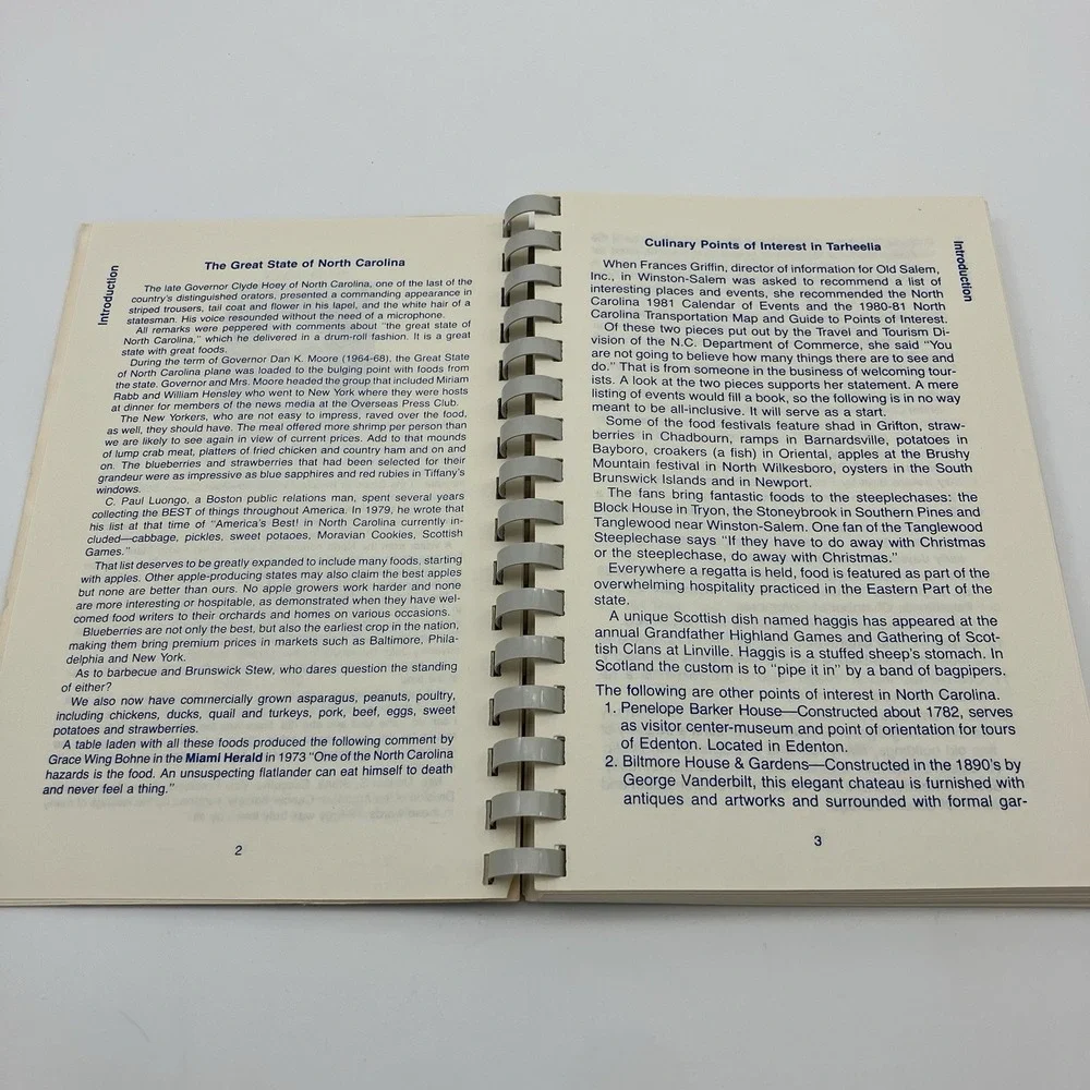 Vtg 1981 Tarheel Tastes North Carolina American Cancer Society Cookbook Recipes